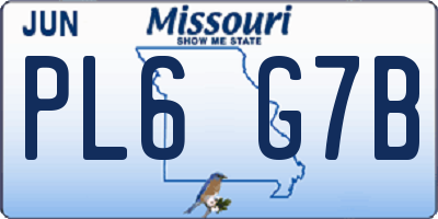 MO license plate PL6G7B