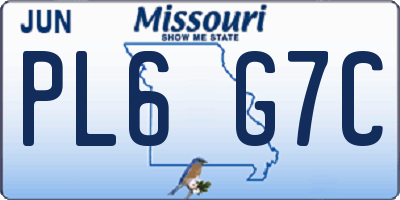 MO license plate PL6G7C