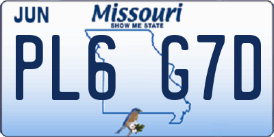 MO license plate PL6G7D