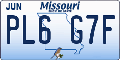 MO license plate PL6G7F