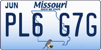 MO license plate PL6G7G
