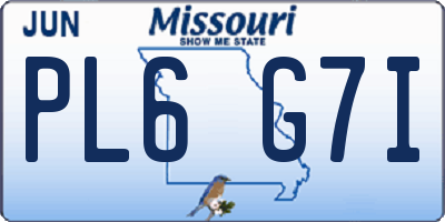 MO license plate PL6G7I