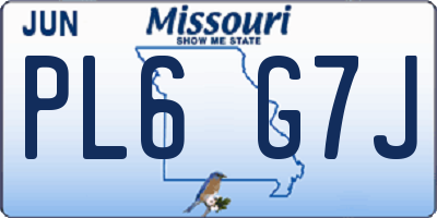 MO license plate PL6G7J