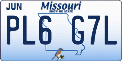 MO license plate PL6G7L