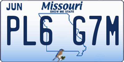 MO license plate PL6G7M