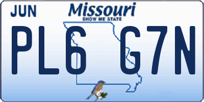 MO license plate PL6G7N