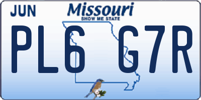 MO license plate PL6G7R