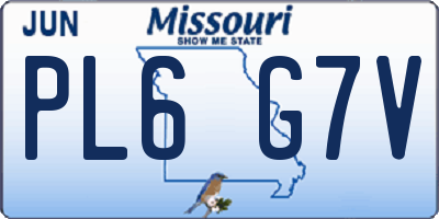 MO license plate PL6G7V