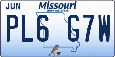 MO license plate PL6G7W