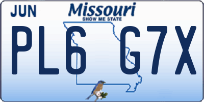MO license plate PL6G7X