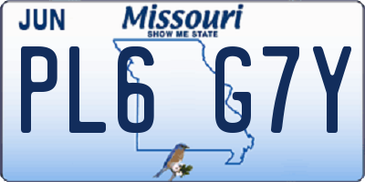 MO license plate PL6G7Y