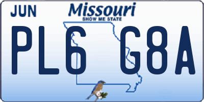 MO license plate PL6G8A