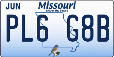 MO license plate PL6G8B