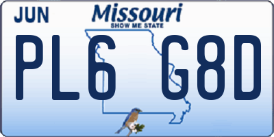 MO license plate PL6G8D