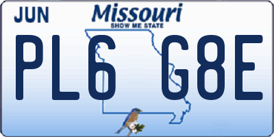 MO license plate PL6G8E