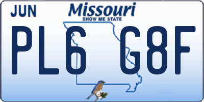 MO license plate PL6G8F