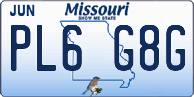 MO license plate PL6G8G