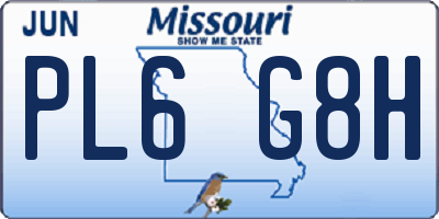 MO license plate PL6G8H