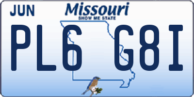 MO license plate PL6G8I