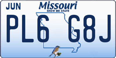 MO license plate PL6G8J