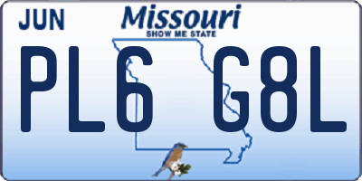 MO license plate PL6G8L