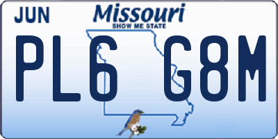 MO license plate PL6G8M