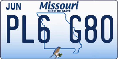 MO license plate PL6G8O