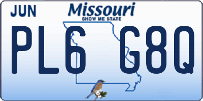 MO license plate PL6G8Q