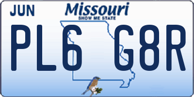 MO license plate PL6G8R