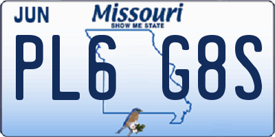 MO license plate PL6G8S
