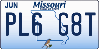MO license plate PL6G8T