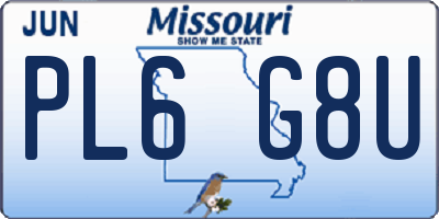 MO license plate PL6G8U