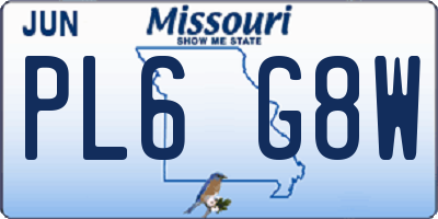 MO license plate PL6G8W