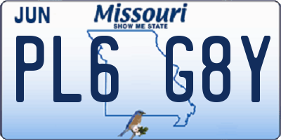 MO license plate PL6G8Y