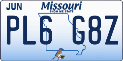 MO license plate PL6G8Z