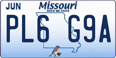 MO license plate PL6G9A