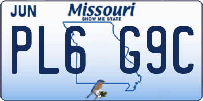 MO license plate PL6G9C