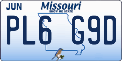 MO license plate PL6G9D