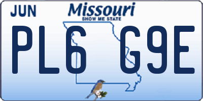 MO license plate PL6G9E