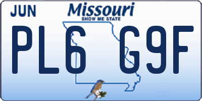 MO license plate PL6G9F