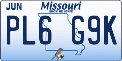 MO license plate PL6G9K
