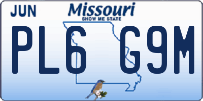 MO license plate PL6G9M