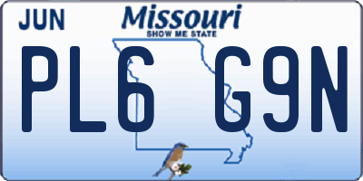 MO license plate PL6G9N