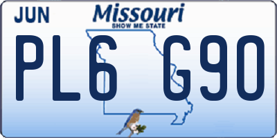 MO license plate PL6G9O