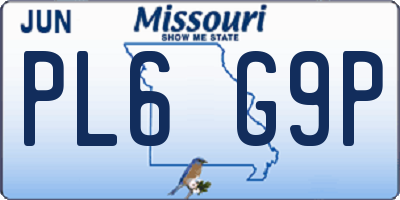 MO license plate PL6G9P