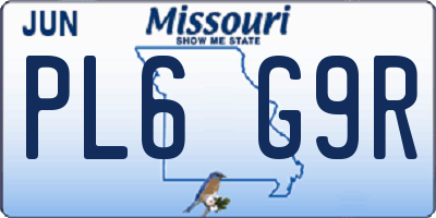 MO license plate PL6G9R