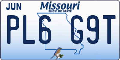 MO license plate PL6G9T