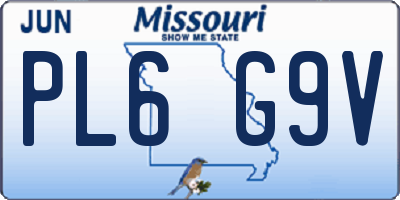MO license plate PL6G9V