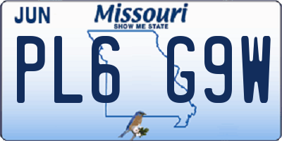 MO license plate PL6G9W