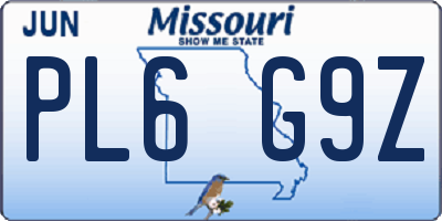 MO license plate PL6G9Z